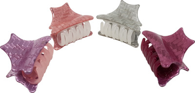 

Evolution Medium Claw Clips Star Shape Glitter Rose Pack of 4 Hair Claw(Multicolor)