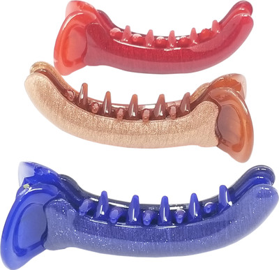 

Evolution Medium Dolphin Clips Lining Shiny Autum Shades Pack of 3 Banana Clip(Multicolor)