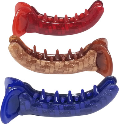 

Evolution Medium Dolphin Clips Block Print Shiny Autum Shades Pack of 3 Banana Clip(Multicolor)