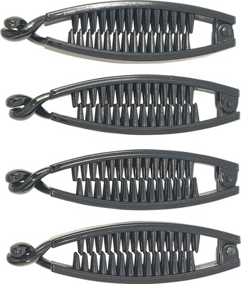 

Evolution Small Banana Clips Mini Comfot Grip 3.1 inch Glossy Black Pack of 4 Banana Clip(Black)