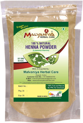 

Malvaniya Herbal CAre 100% Natural Henna Leaves (LAWSONIA INERMIS) Powder for COVERING GRAY HAIRS NATURALLY (227 Grams) Hair Color(Green)