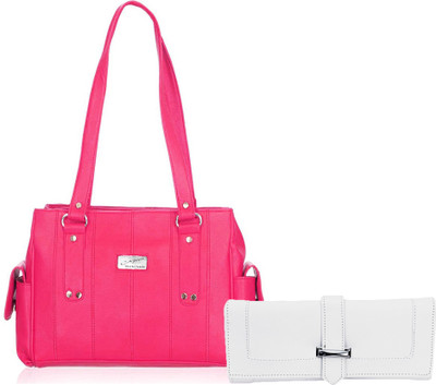 

Lady bar Shoulder Bag(Pink, White)