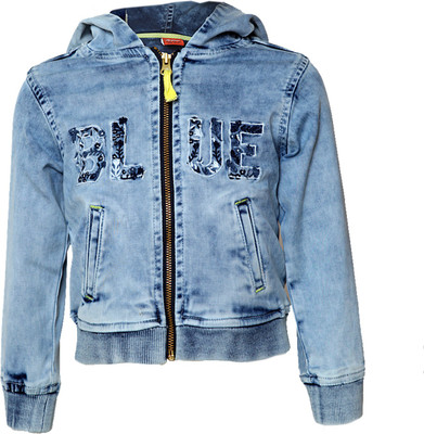 

Tales & Stories Full Sleeve Applique Baby Girls Denim Jacket, Light blue
