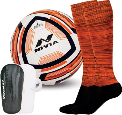 Nivia EQUATOR FOOTBALL+WISDOM-2018+CARBONITE STOCKING(medium/orange) Football Kit