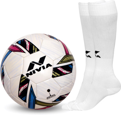 

Nivia REVOLVO FOOTBALL + PLAIN ENCOUNTER STOCKING(large white) Football Kit
