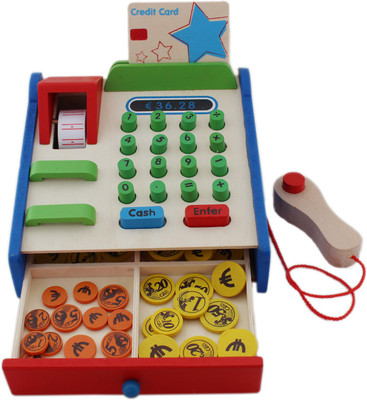 

Tootpado Wooden Cash Register With Dummy Checkout Scanner - (1TNG95)(Multicolor)
