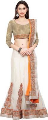 Mahotsav Embroidered Semi Stitched Lehenga Choli (Beige)