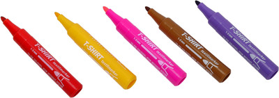 

Vardhman Premium Fabric Markers , 5 Rich Pigment Fine Permanent Graffiti Marker Pens - Child Safe & Non Toxic - For Art Writing on Bags, Shoes, T-shirts & Other Fabric Paint Materials(Set of 5, multicolored)