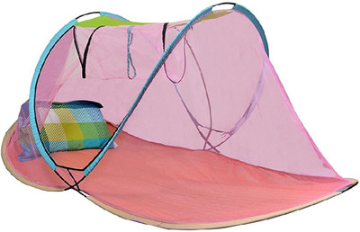 grean Polyester Adults Washable Single Bed with Base Foldable Mosquito Net(Pink, Tent)
