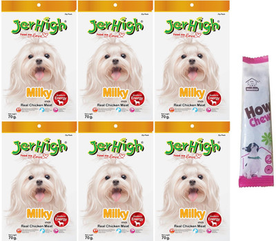 

ROYAL PET JerHigh Milky Stick 70g (Pack of 6) Real Chicken Meat | Energy | Boost Muscle Growth & Healthy Bones | Maintain Brain Function | Metabolism | Chicken 420 g Dry Dog Food(Pack of 6)