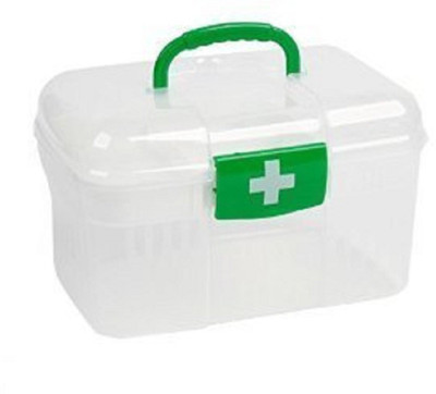 Nika Plastic First Aid Emergency Medical Kit Box Medicine Box Organizer (Health Bax) Pill Box(White)