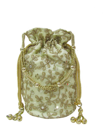 

Deepsum Women Golden Wedding Party Clutch Potli Bag Potli(Gold)