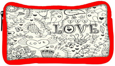 

Snoogg Eco Friendly Canvas Love Birds White Pattern Designer Student Pen Pencil Case Coin Purse Pouch Cosmetic Makeup Bag (RED) Pouch(Multicolor)