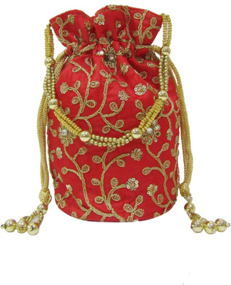 

Deepsum Women Red Wedding Party Clutch Potli Bag Potli(Red)