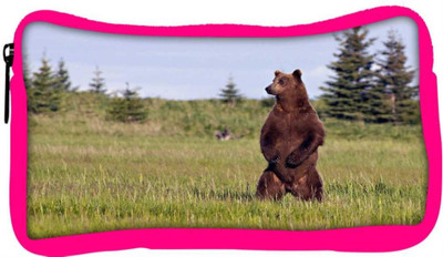 

Snoogg Eco Friendly Canvas Standing Bear Designer Student Pen Pencil Case Coin Purse Pouch Cosmetic Makeup Bag (PINK) Pouch(Multicolor)