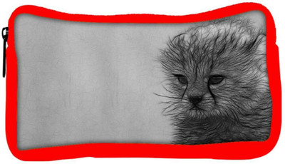 

Snoogg Eco Friendly Canvas Hairy Cat Designer Student Pen Pencil Case Coin Purse Pouch Cosmetic Makeup Bag (RED) Pouch(Multicolor)