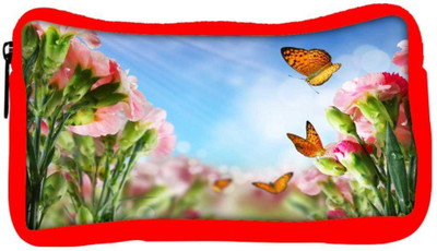 

Snoogg Eco Friendly Canvas Butterfly On Flowers Student Pen Pencil Case Coin Purse Pouch Cosmetic Makeup Bag (RED) Pouch(Multicolor)