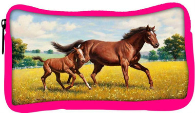 

Snoogg Eco Friendly Canvas Parental Horse Designer Student Pen Pencil Case Coin Purse Pouch Cosmetic Makeup Bag (PINK) Pouch(Multicolor)