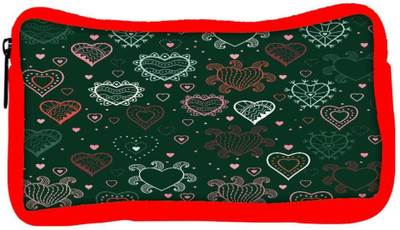 

Snoogg Eco Friendly Canvas Abstract Hearts Green Pattern Designer Student Pen Pencil Case Coin Purse Pouch Cosmetic Makeup Bag (RED) Pouch(Multicolor)