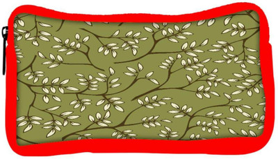 

Snoogg Eco Friendly Canvas White Leaves Pattern Green Designer Student Pen Pencil Case Coin Purse Pouch Cosmetic Makeup Bag (RED) Pouch(Multicolor)