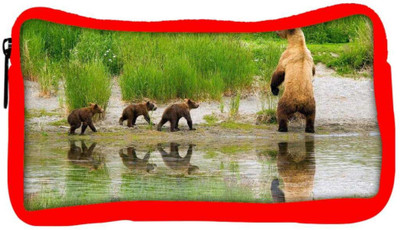 

Snoogg Eco Friendly Canvas Bear With Its Babies Designer Student Pen Pencil Case Coin Purse Pouch Cosmetic Makeup Bag (RED) Pouch(Multicolor)