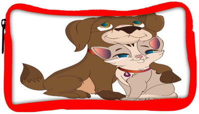 

Snoogg Eco Friendly Canvas Cat And Dog Love Student Pen Pencil Case Coin Purse Pouch Cosmetic Makeup Bag (RED) Pouch(Multicolor)