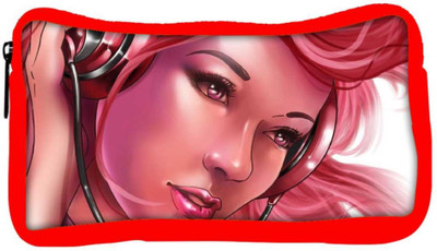 

Snoogg Eco Friendly Canvas Girl With Headphones Designer Student Pen Pencil Case Coin Purse Pouch Cosmetic Makeup Bag (RED) Pouch(Multicolor)