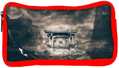 

Snoogg Eco Friendly Canvas Birds Flying Around The Small Temple Designer Student Pen Pencil Case Coin Purse Pouch Cosmetic Makeup Bag (RED) Pouch(Multicolor)