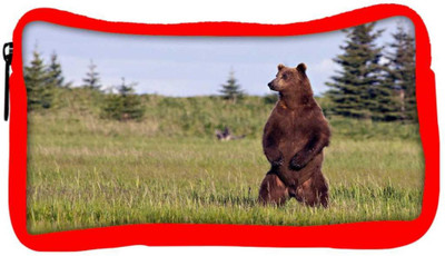 

Snoogg Eco Friendly Canvas Standing Bear Designer Student Pen Pencil Case Coin Purse Pouch Cosmetic Makeup Bag (RED) Pouch(Multicolor)