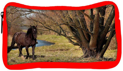 

Snoogg Eco Friendly Canvas Black Horse And Tree Designer Student Pen Pencil Case Coin Purse Pouch Cosmetic Makeup Bag (RED) Pouch(Multicolor)