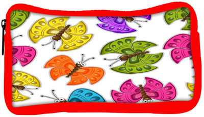 

Snoogg Eco Friendly Canvas Colorful Butterflies Designer Student Pen Pencil Case Coin Purse Pouch Cosmetic Makeup Bag (RED) Pouch(Multicolor)