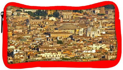 

Snoogg Eco Friendly Canvas Abstract City Designer Student Pen Pencil Case Coin Purse Pouch Cosmetic Makeup Bag (RED) Pouch(Multicolor)