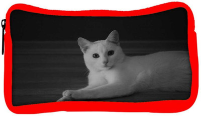 

Snoogg Eco Friendly Canvas Curious White Cat Designer Student Pen Pencil Case Coin Purse Pouch Cosmetic Makeup Bag (RED) Pouch(Multicolor)