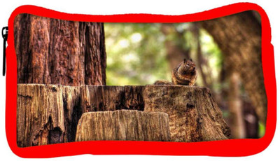 

Snoogg Eco Friendly Canvas Squariril On Wood Designer Student Pen Pencil Case Coin Purse Pouch Cosmetic Makeup Bag (RED) Pouch(Multicolor)