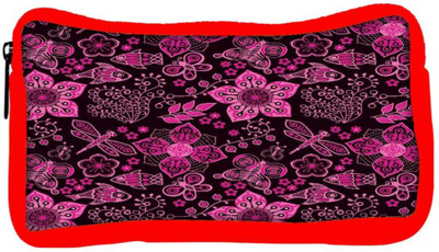 

Snoogg Eco Friendly Canvas Pink Floral Black Pattern Designer Student Pen Pencil Case Coin Purse Pouch Cosmetic Makeup Bag (RED) Pouch(Multicolor)