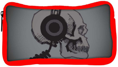 

Snoogg Eco Friendly Canvas Skull With Headphones Designer Student Pen Pencil Case Coin Purse Pouch Cosmetic Makeup Bag (RED) Pouch(Multicolor)