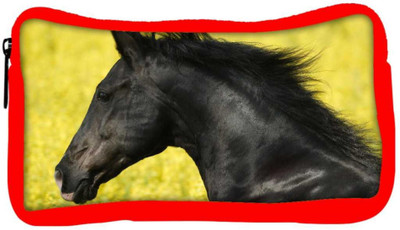 

Snoogg Eco Friendly Canvas Black Horse Designer Student Pen Pencil Case Coin Purse Pouch Cosmetic Makeup Bag (RED) Pouch(Multicolor)