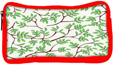 

Snoogg Eco Friendly Canvas Green Leaves Pattern Cream Designer Student Pen Pencil Case Coin Purse Pouch Cosmetic Makeup Bag (RED) Pouch(Multicolor)