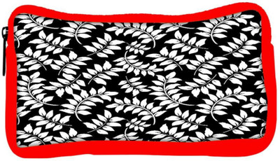 

Snoogg Eco Friendly Canvas White Leaf Black Pattern Designer Student Pen Pencil Case Coin Purse Pouch Cosmetic Makeup Bag (RED) Pouch(Multicolor)