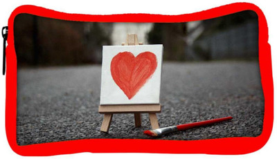 

Snoogg Eco Friendly Canvas Painted Heart Designer Student Pen Pencil Case Coin Purse Pouch Cosmetic Makeup Bag (RED) Pouch(Multicolor)