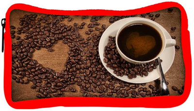 

Snoogg Eco Friendly Canvas Coffee Heart Designer Student Pen Pencil Case Coin Purse Pouch Cosmetic Makeup Bag (RED) Pouch(Multicolor)