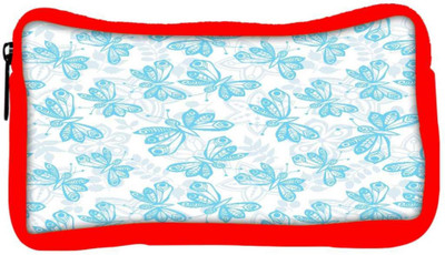 

Snoogg Eco Friendly Canvas Blue Butterfly White Pattern Designer Student Pen Pencil Case Coin Purse Pouch Cosmetic Makeup Bag (RED) Pouch(Multicolor)