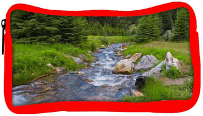 

Snoogg Eco Friendly Canvas Water Flowing Through The Garden Designer Student Pen Pencil Case Coin Purse Pouch Cosmetic Makeup Bag (RED) Pouch(Multicolor)