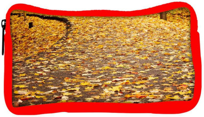 

Snoogg Eco Friendly Canvas Dried Leaves Designer Student Pen Pencil Case Coin Purse Pouch Cosmetic Makeup Bag (RED) Pouch(Multicolor)