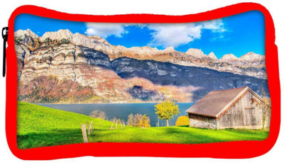 

Snoogg Eco Friendly Canvas Wood House Designer Student Pen Pencil Case Coin Purse Pouch Cosmetic Makeup Bag (RED) Pouch(Multicolor)