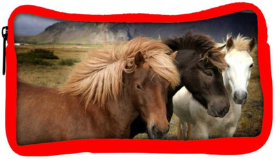 

Snoogg Eco Friendly Canvas Colorful Horses Designer Student Pen Pencil Case Coin Purse Pouch Cosmetic Makeup Bag (RED) Pouch(Multicolor)