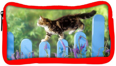 

Snoogg Eco Friendly Canvas Cat Walking Designer Student Pen Pencil Case Coin Purse Pouch Cosmetic Makeup Bag (RED) Pouch(Multicolor)
