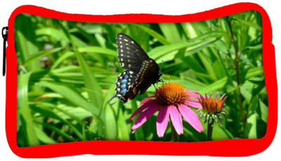 

Snoogg Eco Friendly Canvas Black Butterfly In Pink Flower Designer Student Pen Pencil Case Coin Purse Pouch Cosmetic Makeup Bag (RED) Pouch(Multicolor)