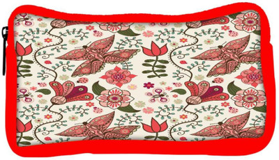 

Snoogg Eco Friendly Canvas Floral Leaves White Designer Student Pen Pencil Case Coin Purse Pouch Cosmetic Makeup Bag (RED) Pouch(Multicolor)