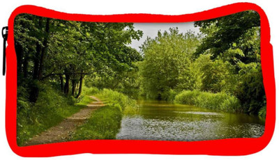 

Snoogg Eco Friendly Canvas Single Path Along Lake Side Designer Student Pen Pencil Case Coin Purse Pouch Cosmetic Makeup Bag (RED) Pouch(Multicolor)